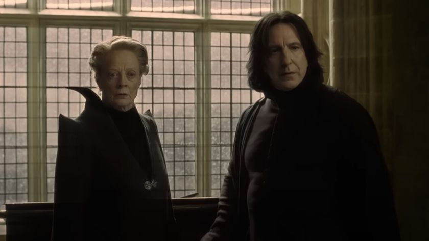 Alan Rickman and Maggie Smith looking shocked in Harry Potter and the Half Blood Prince