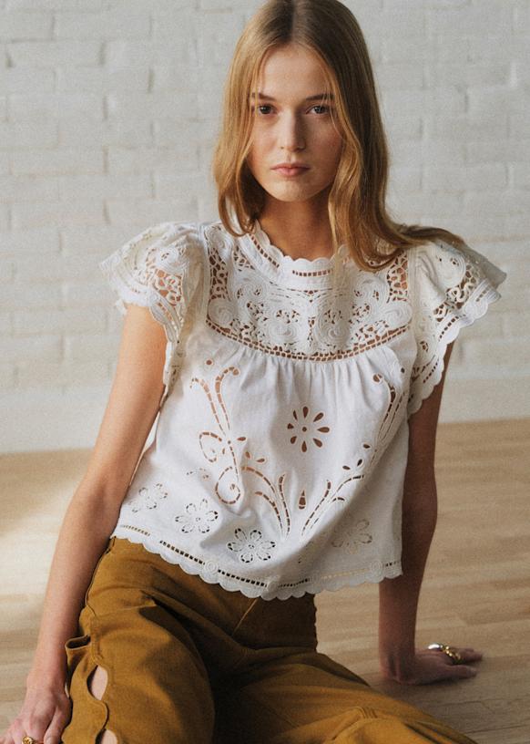 Hella Blouse - S&amp;eacute;zane X Sea Ny - Plain Ecru Embroidery - Organic Cotton - S&amp;eacute;zane