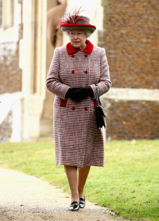 Queen Elizabeth II attends the Christmas Day church service at St Mary's Church on December 25, 2008 in Sandringham, England