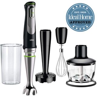 Braun stick blender and accessories with Ideal Home Approved stamp