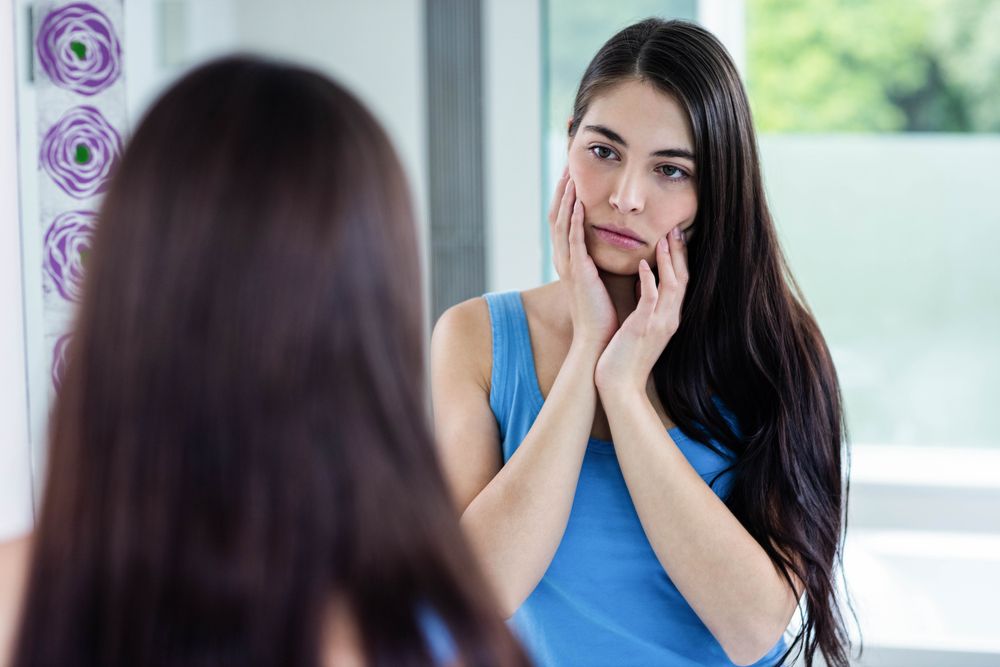 woman, mirror, appearance, woman looking in mirror