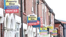 Placards saying ‘rented’ outside houses in Stoke-on-Trent