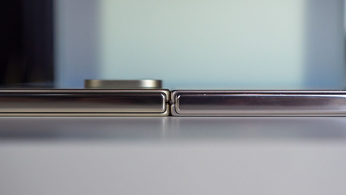 Comparing the sides and thickness of the Google Pixel 9 Pro Fold vs Google Pixel 10 Pro Fold