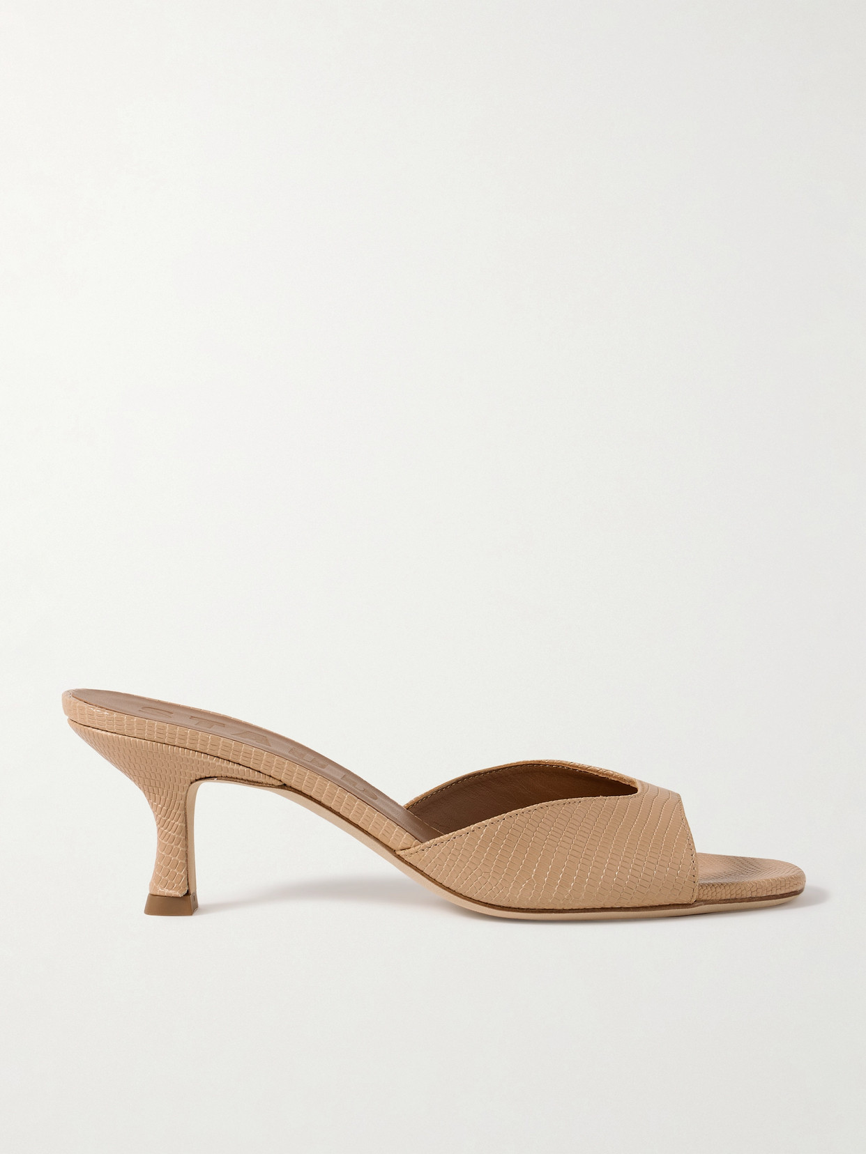 Brigitte Snake-Effect Leather Mules