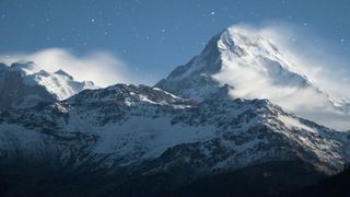 Snow clouds blowing across Everest