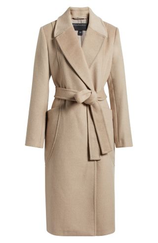 Belted Wool Blend Longline Coat