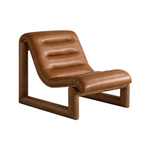 Drew Lounge Chair, Leather, Chestnut Uk