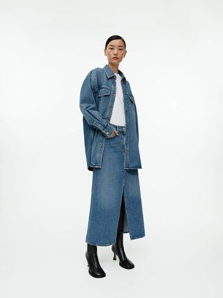 Maxi Denim Skirt - Blue - Arket Gb