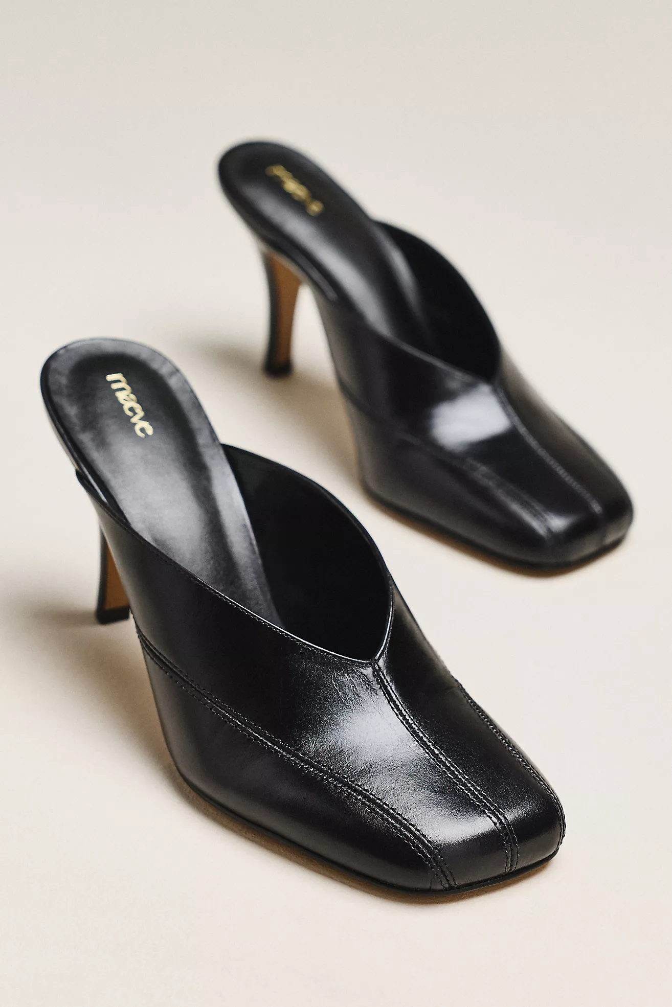 Maeve Square-Toe Mule Heels