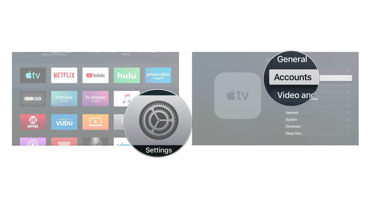 A screengrab of Apple TV settings to set up multiple accounts on your Apple TV