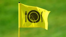 knife and fork on a golf flag