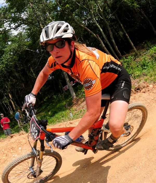Marc Fortier (Team Quebec) riding in the top ten at the top of the course