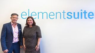 Zellis CEO Abigail Vaughan pictured with elementsuite chief executive Steve Elcock.