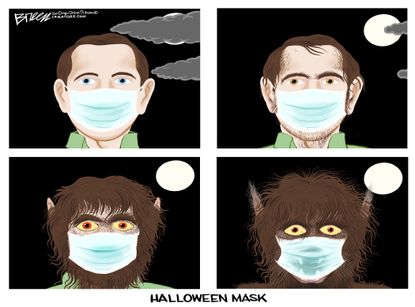Editorial Cartoon U.S. Halloween werewolf COVID