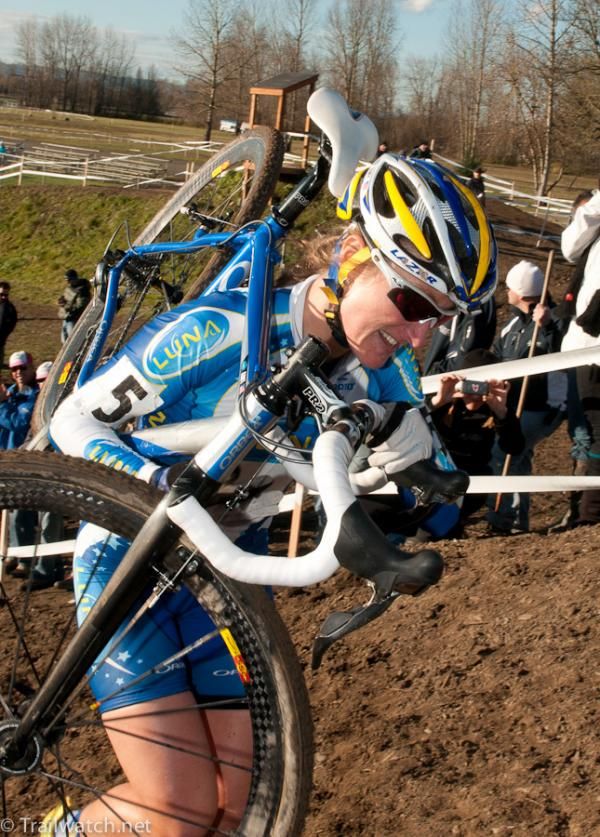 Amy Dombroski (Luna Pro Team) was having a far better race than on Saturday.