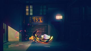 Fighting in front of neon lighting in side-scrolling game Possessor(s)