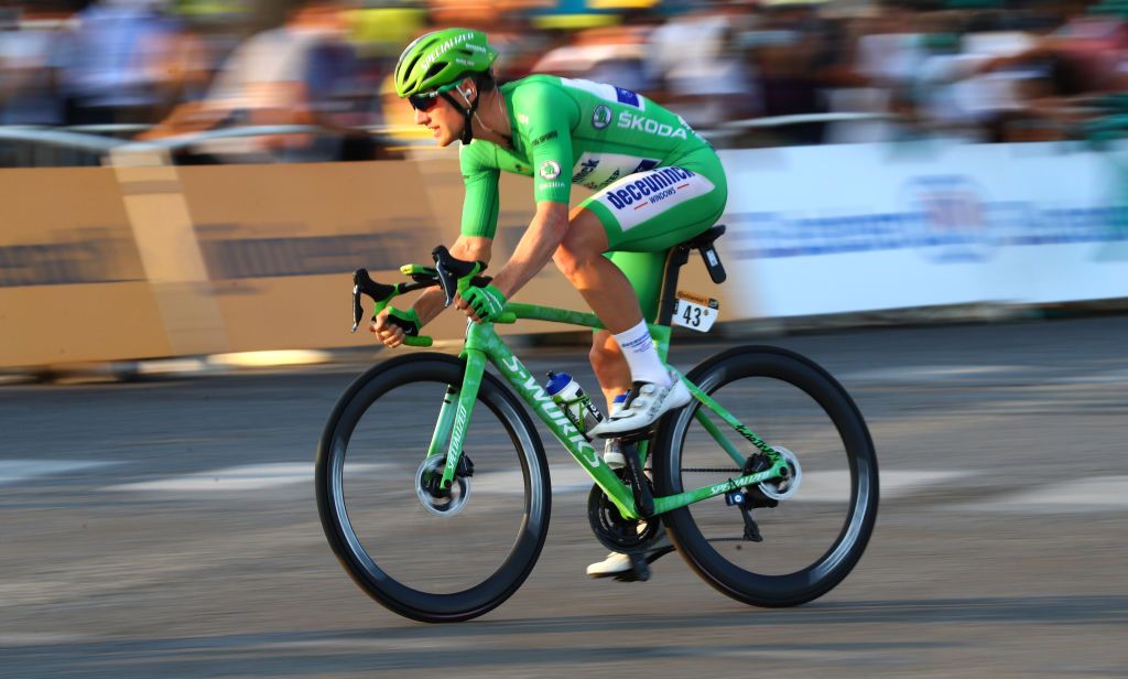 Sam Bennett at speed during the final stage in Paris