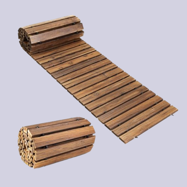 LINSHRY, Linshry 12ft Wooden Garden Pathway, Outdoor Roll Out Decorative Garden Walkway