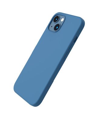 Ornarto compatível com capa para iphone 13 6.1, silicone líquido fino 3 camadas totalmente coberta de borracha de gel macio capa 6,1 polegadas-azul
