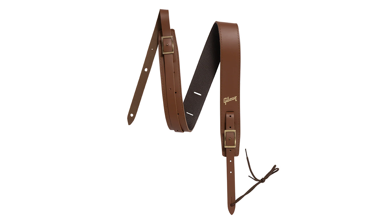 Gibson The Troubadour guitar strap on a plain white background