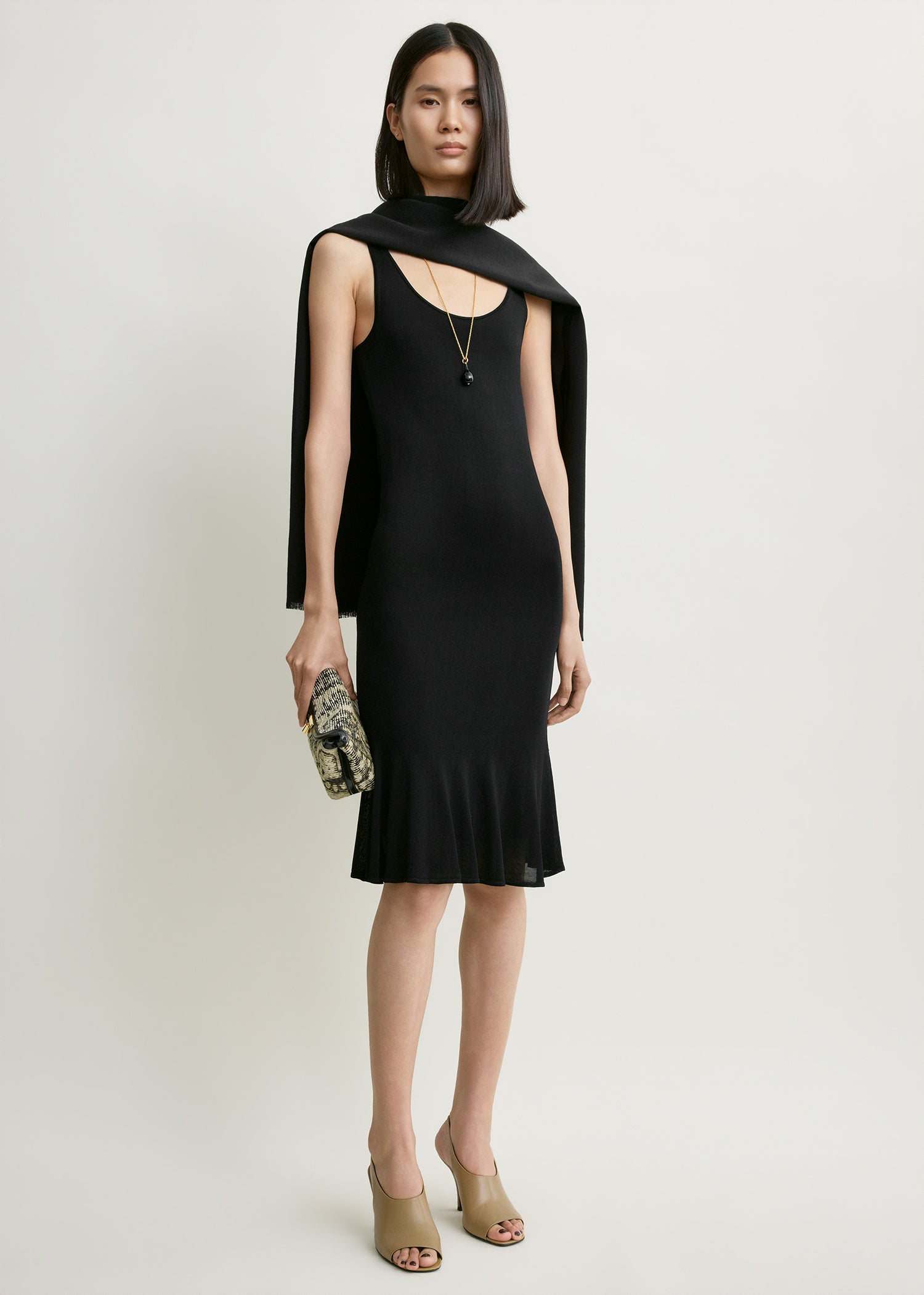Fluted Hem Dress Black - Xxs