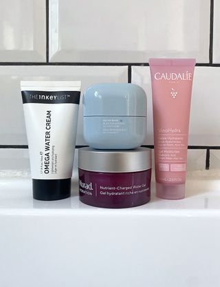 Four of the gel moisturisers featured in this guide from The INKEY List, LANEIGE, Murad and Caudalie