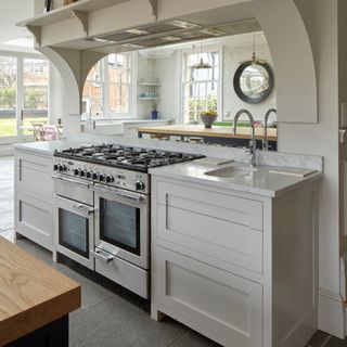 Cream Shaker kitchen stainless steel range cooker
