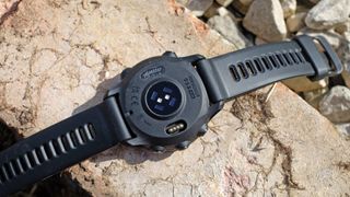 Garmin Forerunner 955 sensors on reverse of watch