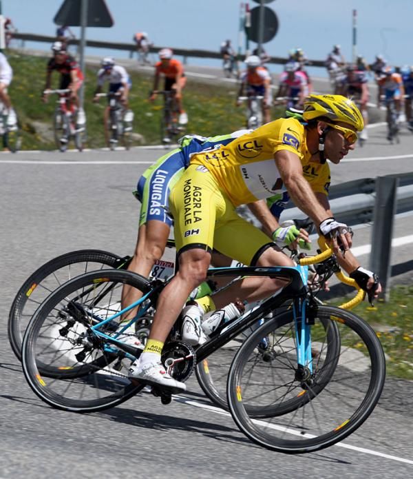 Rinaldo Nocentini (AG2R La Mondiale) rides in the yellow jersey of the Tour de France