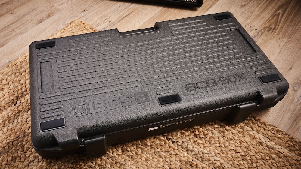 A shot of the outer casing of the Boss BCB-90X pedalboard