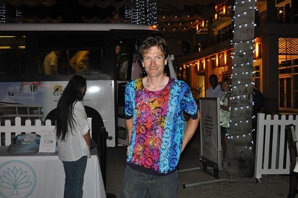 Dave Zabriskie arrives at the evening's party and charity auction