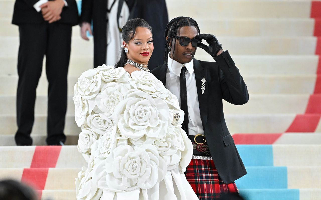 Rihanna and A$AP Rocky attend The 2023 Met Gala Celebrating &quot;Karl Lagerfeld: A Line Of Beauty&quot; at The Metropolitan Museum of Art on May 01, 2023 in New York City