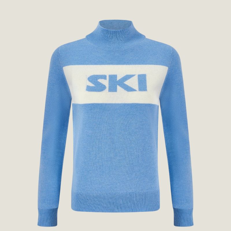 A cutout of a blue ski jumper by Aspiga