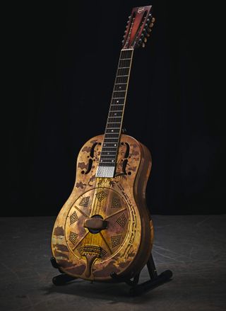 Fitted with a National Slimline pickup this brass-bodied National Style O 12-string single-cone resonator is Chris Turpin’s main gigging guitar