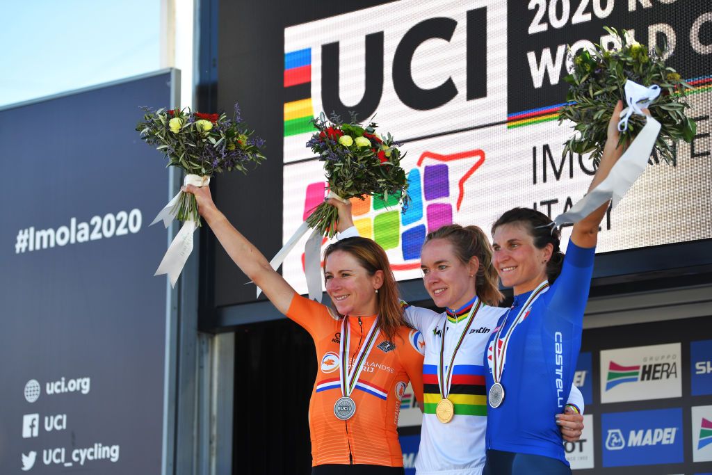 The podium at the road race World Championships