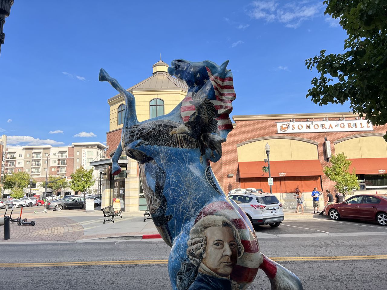 photo of a horse sculpture in the standard photographic style