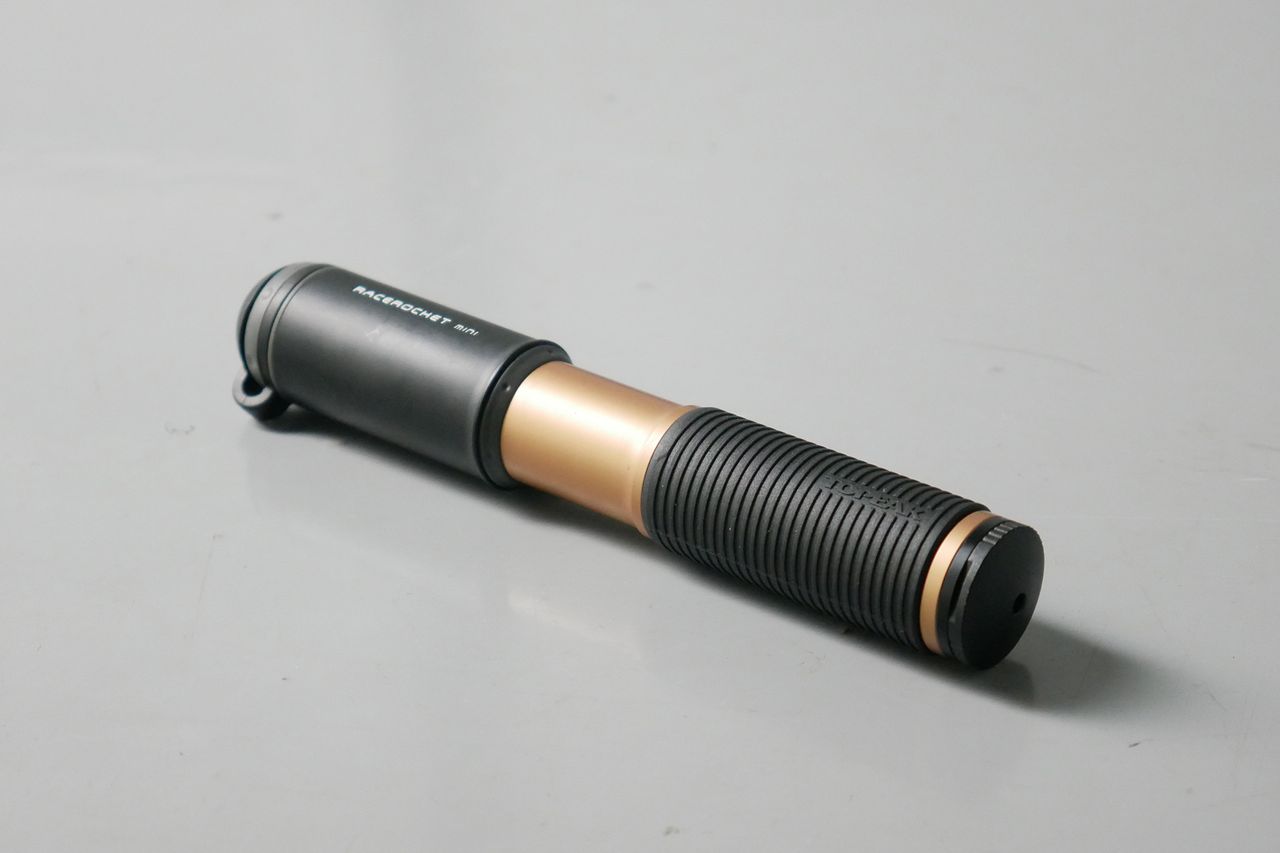 Best bike mini pumps group test 2026 - Topeak Race Rocket in its most compact form.