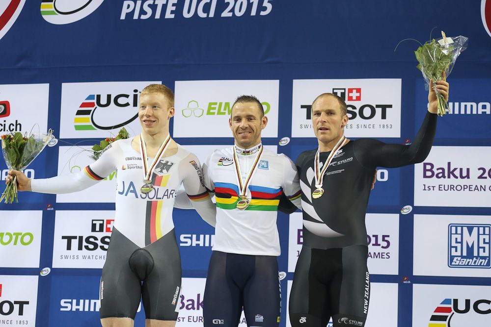 Men's kilo podium: Joachim Eilers (GER) - Francois Pervis (FRA) - Metthew Archibald (NZL) .