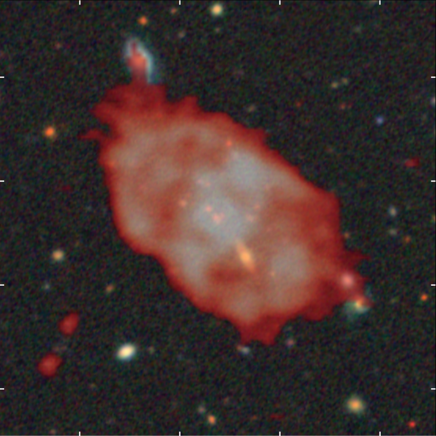 A red blob on a blurred section of the cosmos.