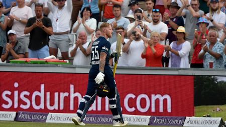 Ben Stokes walks back to the pavilion after his final ODI innings