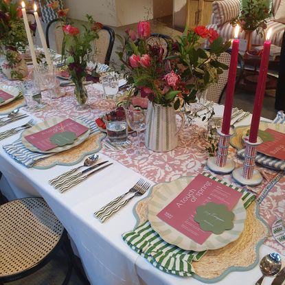 A dining table styled with Next's tableware, linen and decor at the launch event for the Decorator range