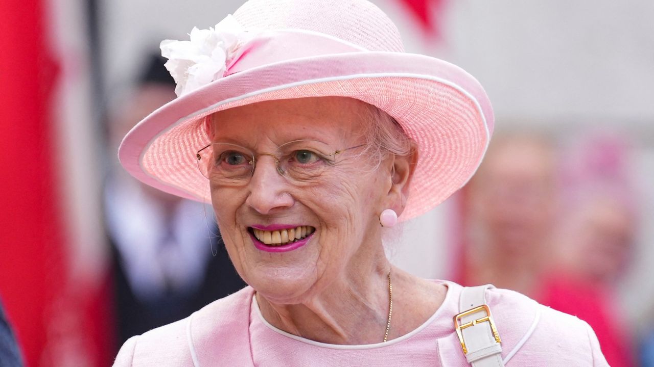 Denmark&#039;s Queen Margrethe is received in Graasten Torv on July 18, 2023. The visit takes place in connection with the change to the summer residence at Graasten Castle in Southern Jutland. 