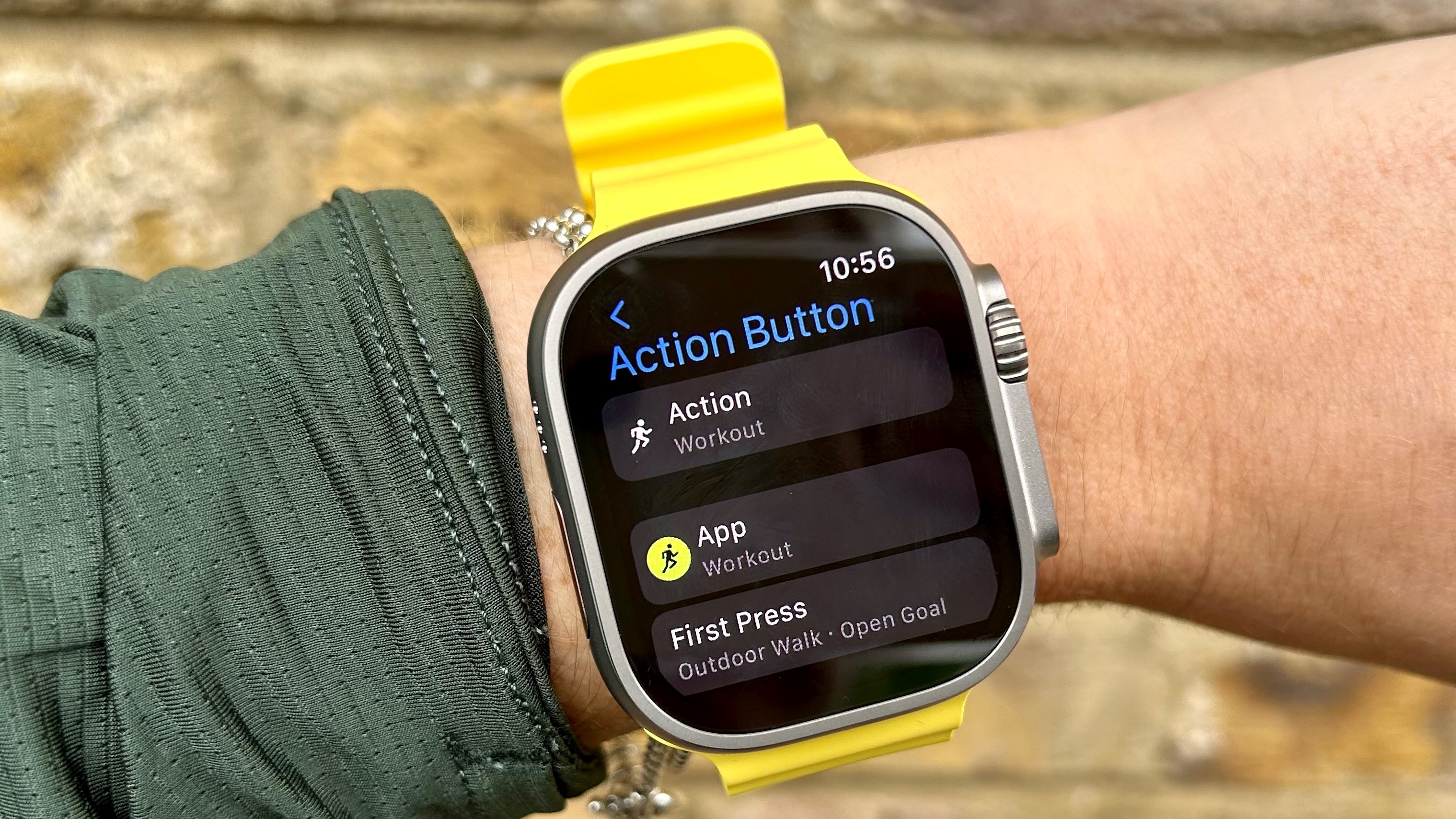 Una foto del botón de acción en el Apple Watch Ultra