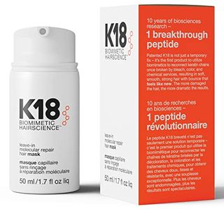 K18 Full-Size Leave-In Molecular Hair Mask, Repairs Dry or Damaged Hair, Reverse Hair Damage From Bleach, Color, Chemical Services & Heat