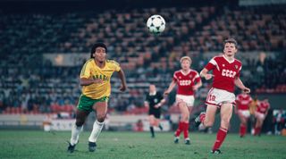 Romario of Brazil in action against the USSR at the 1988 Olympic Games