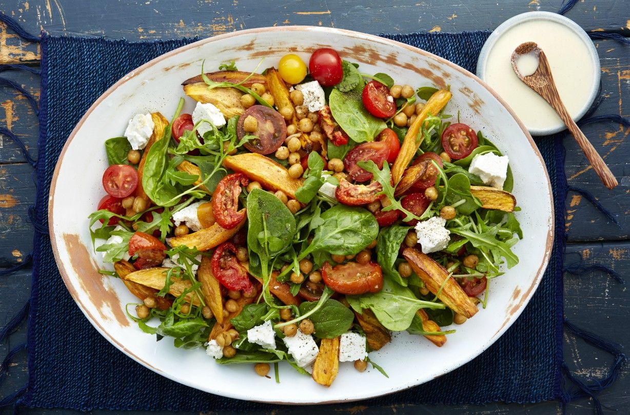 Chickpea salad with Moroccan sweet potato