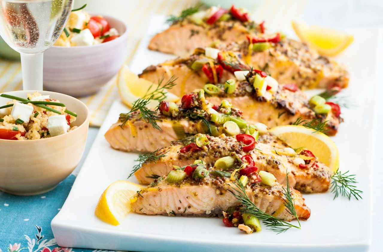 honey and mustard marinated salmon