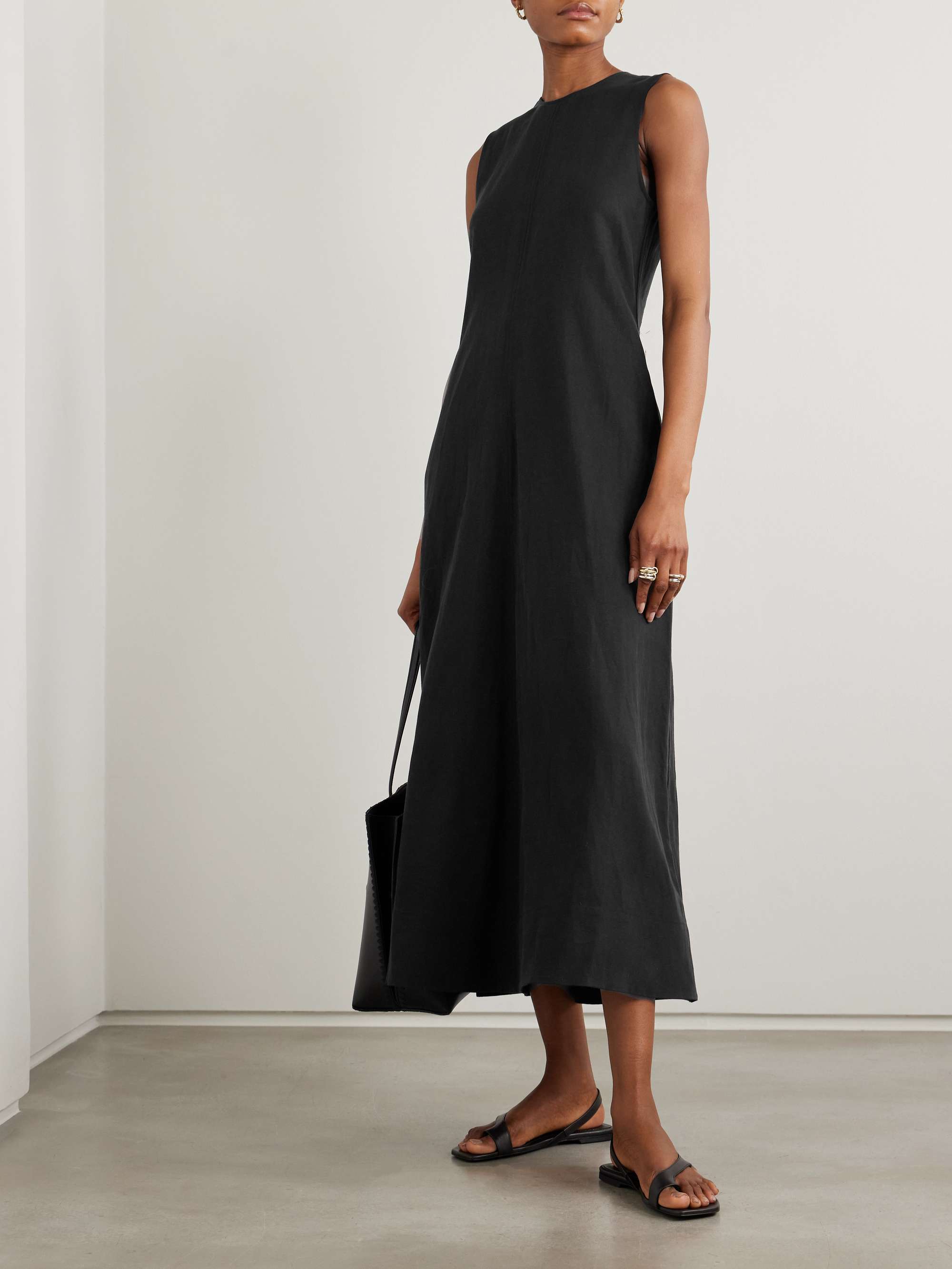 Lyocell and Linen-Blend Midi Dress