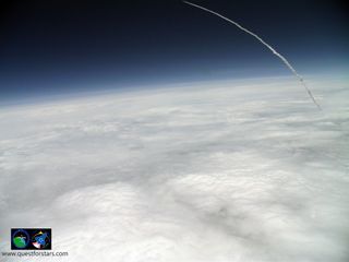 The StratoShuttle-1 student balloon, an educational project by the Quest for Stars group, captured NASA's shuttle Altantis soaring into orbit as seen from 89,000 feet on July 8, 2011. Tweeted @questforstars: "Full Parabolic ARC and the exact moment of SRB SEB as timed by GPS on StratoShuttle-1"