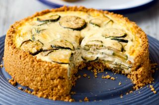 Courgette, garlic and herb oaty crust quiche